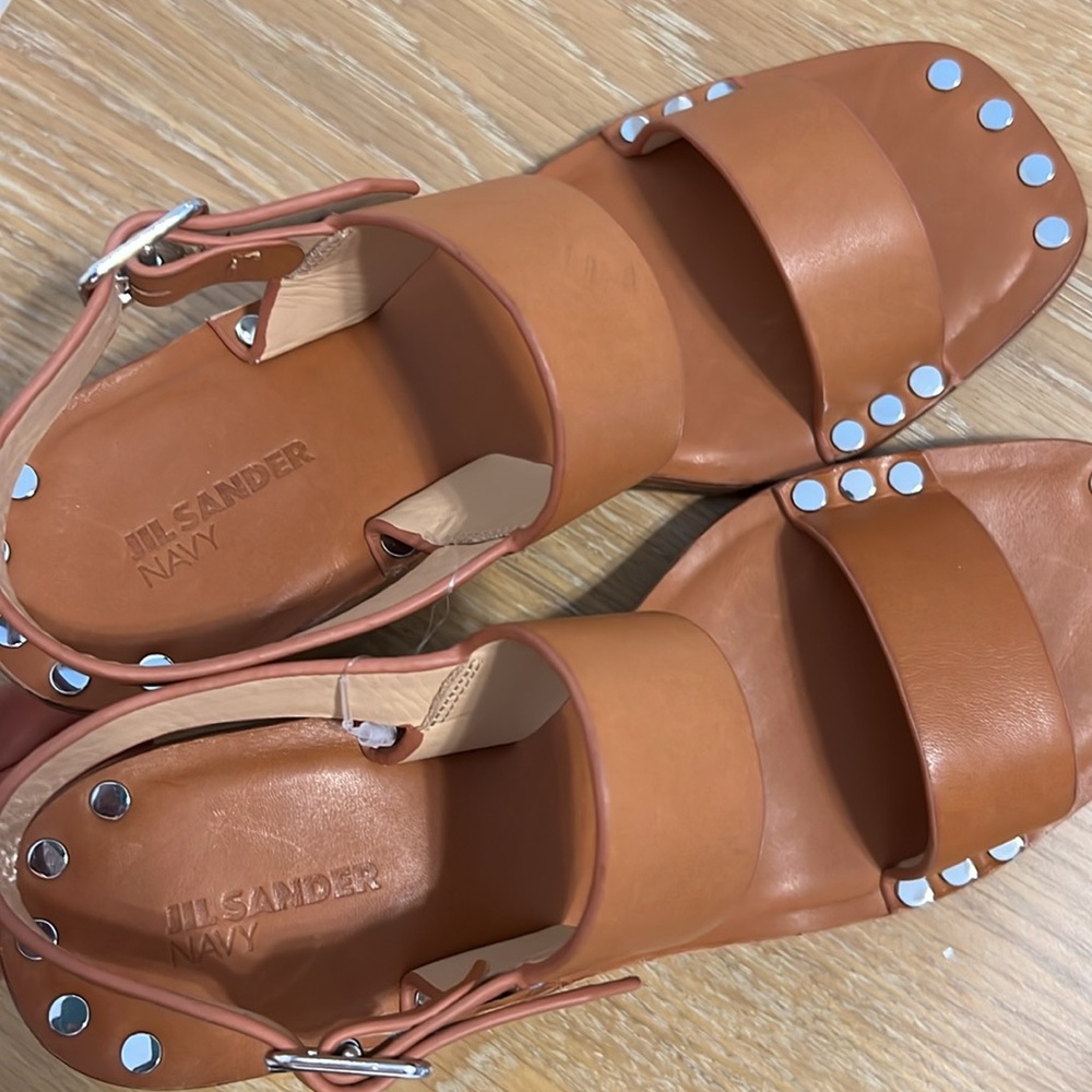 Jil Sander Tan Leather Studded Sandals size 36.5 or 6.5 New - Picture 10 of 10